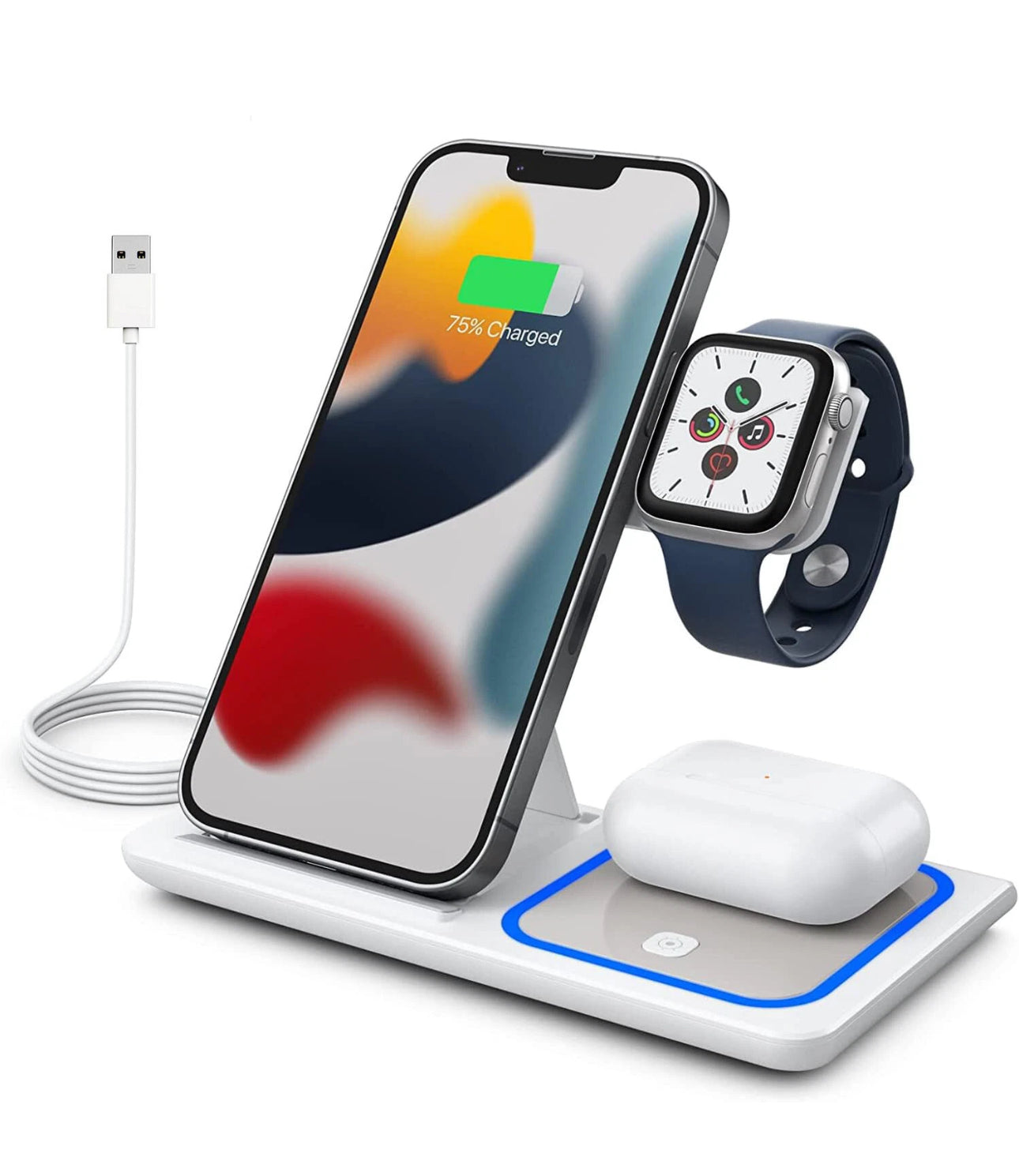 Wireless Charger For iPhone , Apple Watch AirPods 3 in 1  Charging Station Stand
