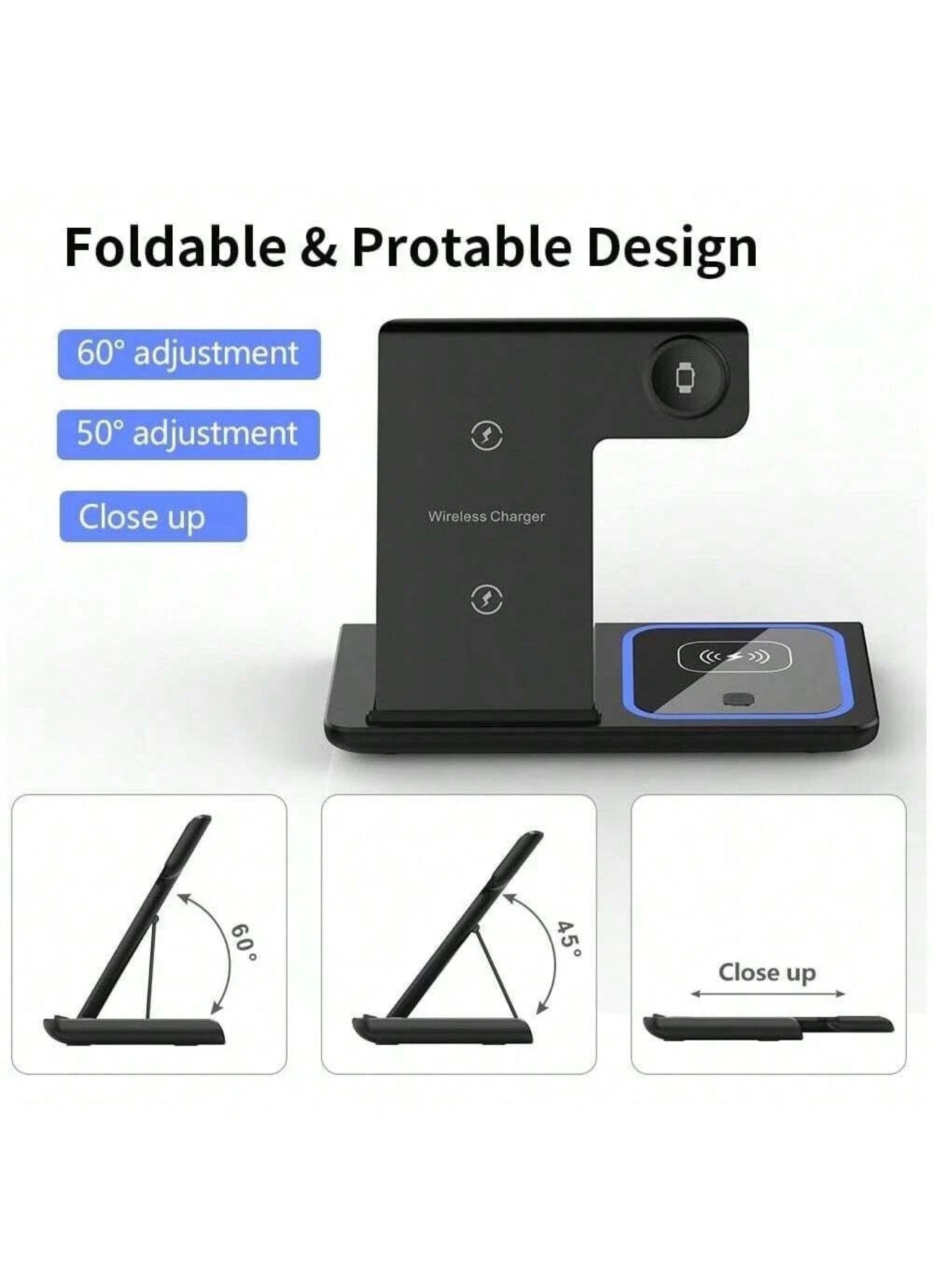 Wireless Charger For iPhone , Apple Watch AirPods 3 in 1  Charging Station Stand