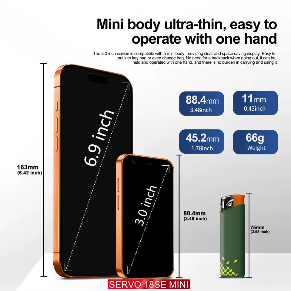 SERVO 18SE MINI Small Android Smartphone 3G WCDMA Dual SIM Card 2GB+16GB Play Store Wi-Fi Face Unlock 3.0 inch Mini Smart Phones